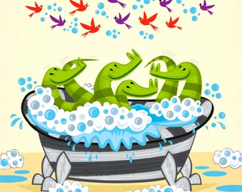 Crocodile Soup - limited edition - childrens art poster print - iOTA iLLUSTRATION