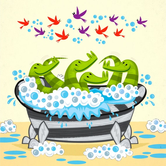 Crocodile Soup - limited edition - childrens art poster print - iOTA iLLUSTRATION