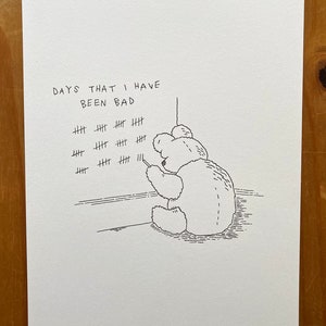 Bad Teddy, original drawing, hand drawn, Teddy Bear art, Funny illustration, by Oliver Lake 1 of 5 image 2