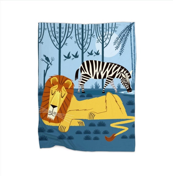 Whilst the Lion Sleeps - children's fleece blanket - 30" x 40" / 50" x 60"