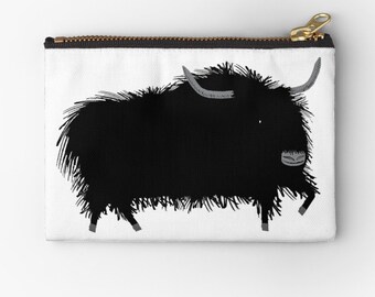 The Yak - zipper pouch - zip pouch - pencil case - make up bag - coin pouch 6" x 4"  / 9.5" x 6" / 12.4" x 8.5" iOTA iLLUSTRATiON