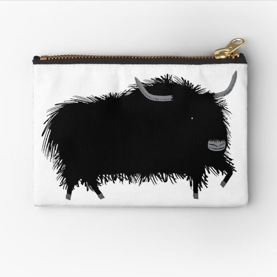 The Yak - zipper pouch - zip pouch - pencil case - make up bag - coin pouch 6" x 4"  / 9.5" x 6" / 12.4" x 8.5" iOTA iLLUSTRATiON