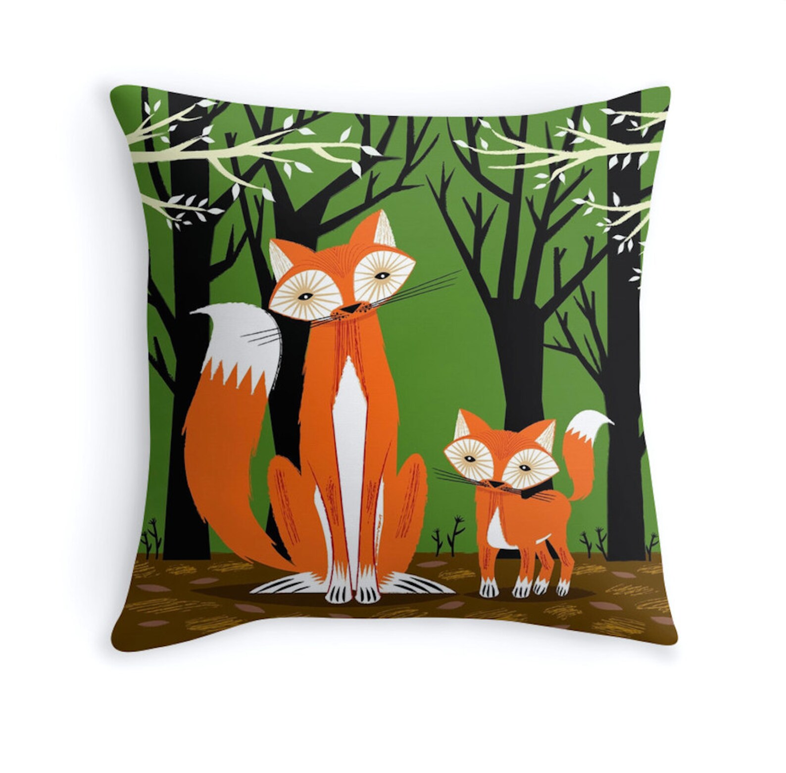 Two Fine Foxes Throw Pillow / Cushion Cover Including Insert Etsy