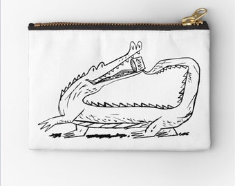 There Is a Hungry Crocodile,  zipper pouch, pencil case, make up bag - 6" x 4"  / 9.5" x 6" / 12.4" x 8.5" Oliver Lake