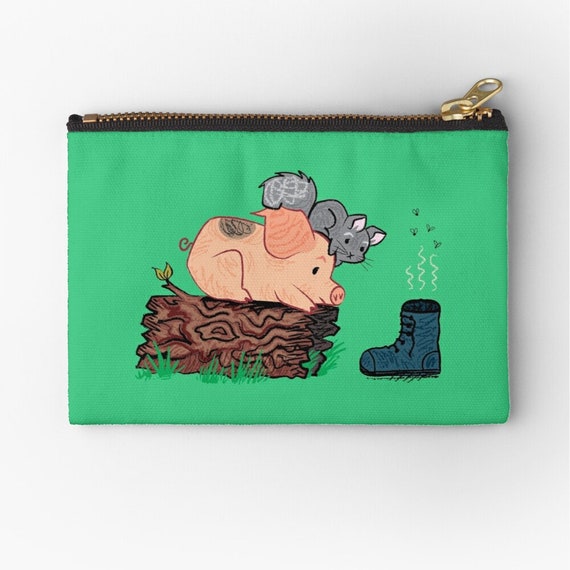 Discovered Treasure coin purse green  zipper pouch pencil case make up bag 6" x 4"  / 9.5" x 6" / 12.4" x 8.5" Oliver Lake