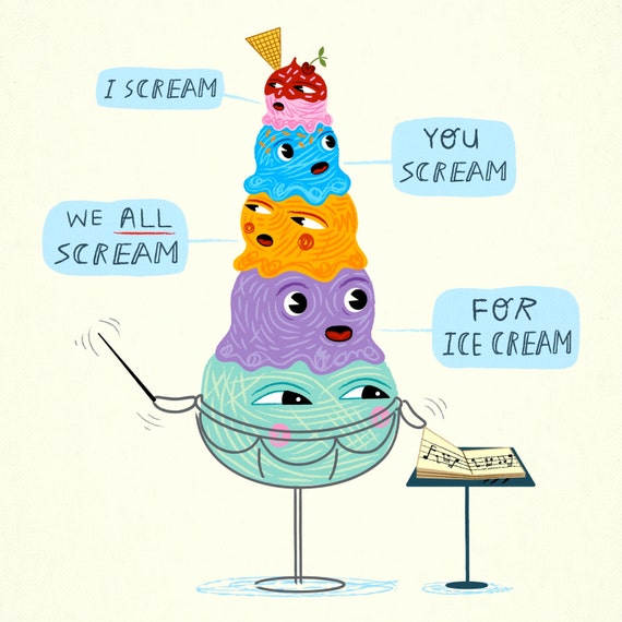 I Scream, You Scream, We All Scream for Ice Cream - limited edition art print - iOTA iLLUSTRATiON