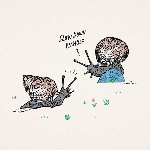 Snail Rage - animal art poster print by Oliver Lake - iOTA iLLUSTRATiON