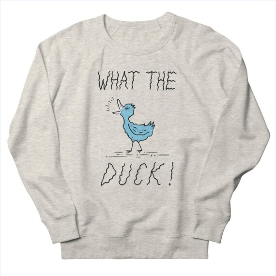 WHAT THE DUCK - Mens / Womens - Sweatshirt - Heather Oatmeal / Pink / Heather Graphite by Oliver Lake - iOTA iLLUSTRATiON