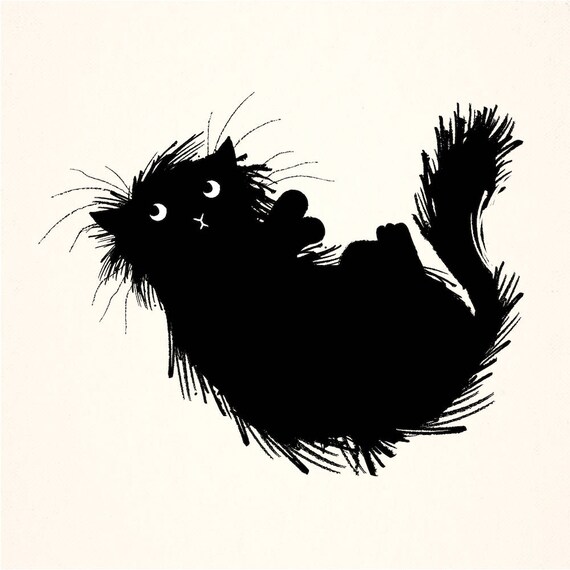 Moggy (No.3) - Black and White - Cat Art Poster Print by Oliver Lake - iOTA iLLUSTRATiON