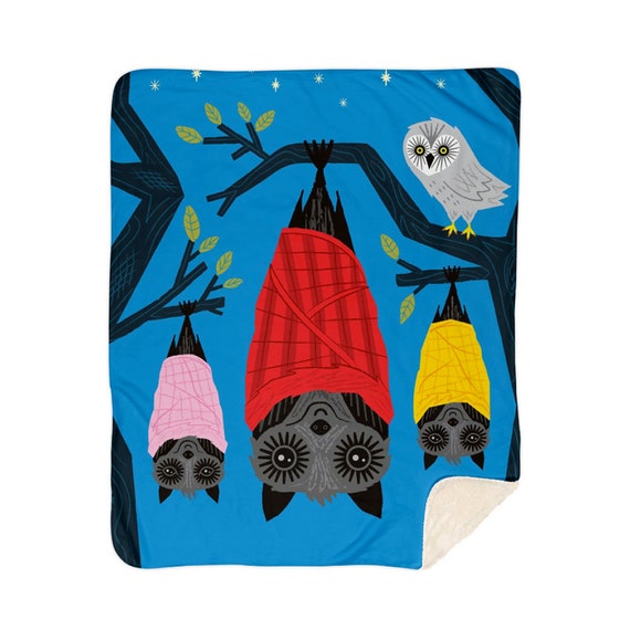 Bats In Blankets - children's sherpa blanket - nursery decor - 50" x 60" / 60" x 80"