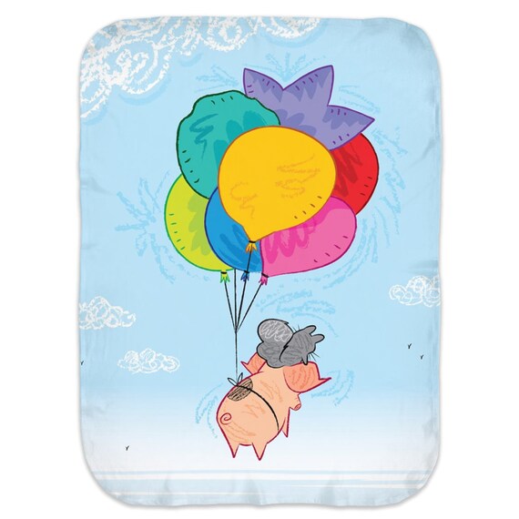 Up and Away - Swaddle Blanket - baby blanket - baby blankets - illustrated blanket - iOTA iLLUSTRATiON