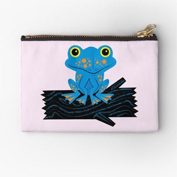 Frog On a Log - zipper pouch - zip pouch - pencil case - make up bag - 6" x 4"  / 9.5" x 6" / 12.4" x 8.5" by Oliver Lake