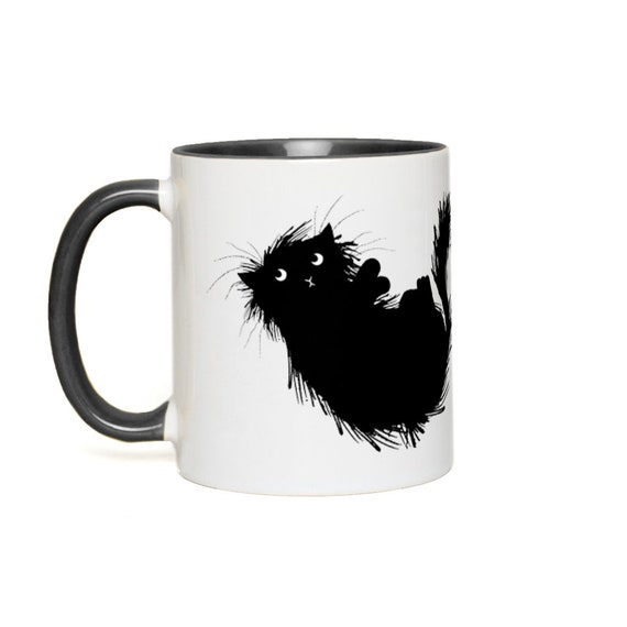 Cute Black Cat - Accent Mug - Moggy No.3 by Oliver Lake