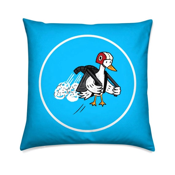 Jet Duck, cyan, children's pillow cover, throw cushion cover, including insert, by Oliver Lake