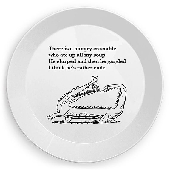 The Hungry Crocodile - children's plate - animal design by Oliver Lake iOTA iLLUSTRATiON