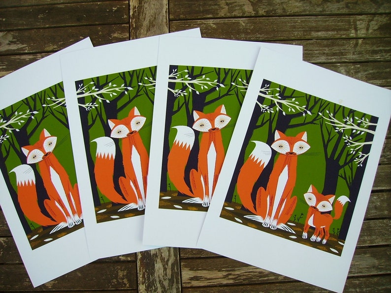 iOTA iLLUSTRATION Two Fine Foxes children's room decor animal art poster print image 2