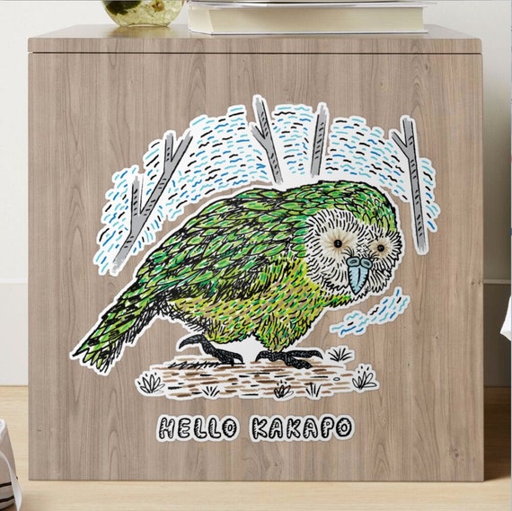 Hello Kakapo, bird sticker, small, medium, large, X-large by Oliver Lake