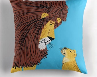 Listen To The Lion - cushion cover / throw pillow cover by Oliver Lake iOTA iLLUSTRATiON