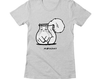 Monday - women's / girl's - cat T-shirt / tee - heather grey / cancun / light pink / natural / baby blue / white - women's apparel