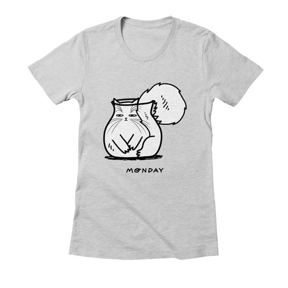 Monday - women's / girl's - cat T-shirt / tee - heather grey / cancun / light pink / natural / baby blue / white - women's apparel