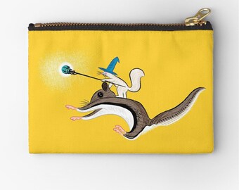 Squirrel Sorcery - zipper pouch - zip pouch - pencil case - make up bag - 6" x 4"  / 9.5" x 6" / 12.4" x 8.5" Oliver Lake iOTA iLLUSTRATiON