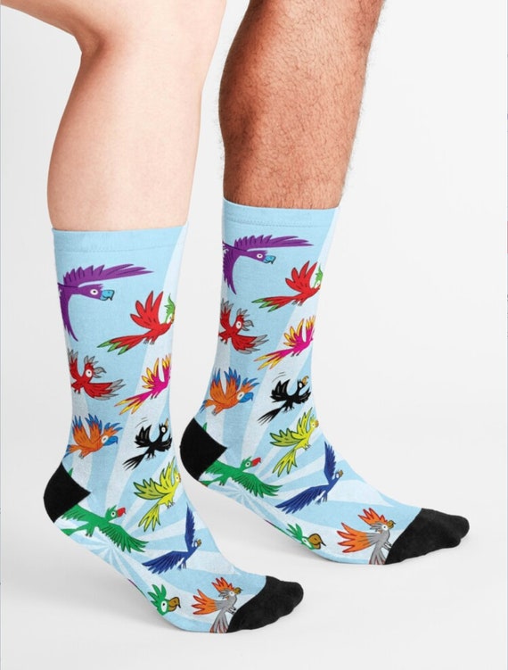 Parrot Socks - Colourful Socks - Bright Socks - Animal Socks - Illustrated Socks - Unisex - Unisize By Oliver Lake Iota Illustration