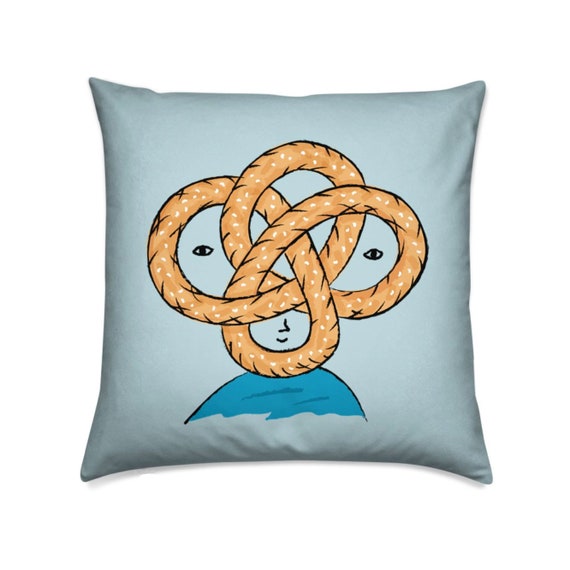 Mr Pretzelhead - children's cushion cover, throw pillow cover, pretzel design, including insert by Oliver Lake