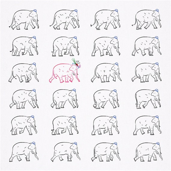 The Pink Elephant - Animal Art - Pattern Design - Home Decor - wall art - Limited Edition Print