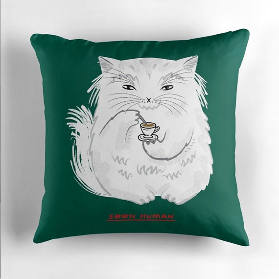 Soon Human - throw pillow cover / cushion cover  by Oliver Lake