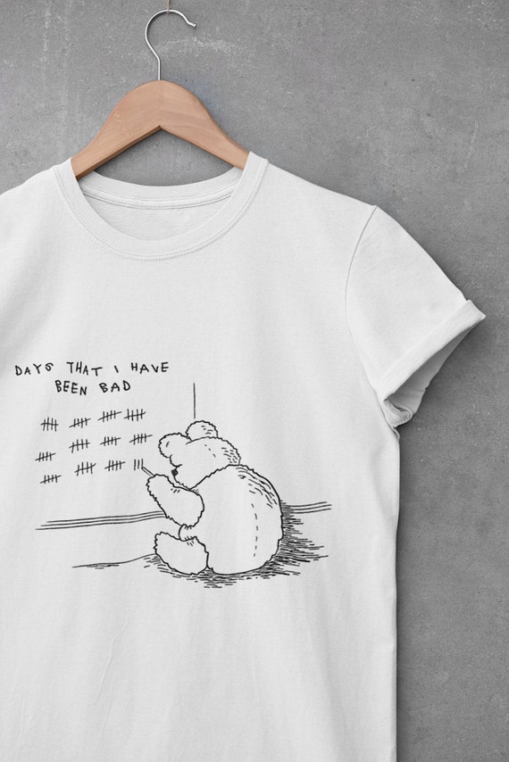 Bad Teddy, Unisex funny T-shirt / Tee, Extra Soft, Crewneck, Black and White iOTA iLLUSTRATiON