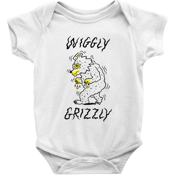 Wiggly Grizzly - Baby One Piece Bodysuit Vest - Infant Baby Rib Bodysuit - Iota Illustration