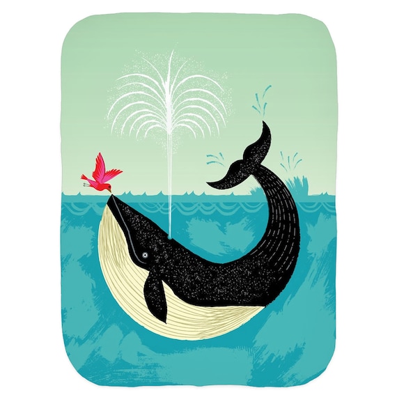 The Bird And The Whale, Baby Blanket, Baby Blankets, Babies Blanket, Swaddle Blanket, Swaddle Blankets by Oliver Lake