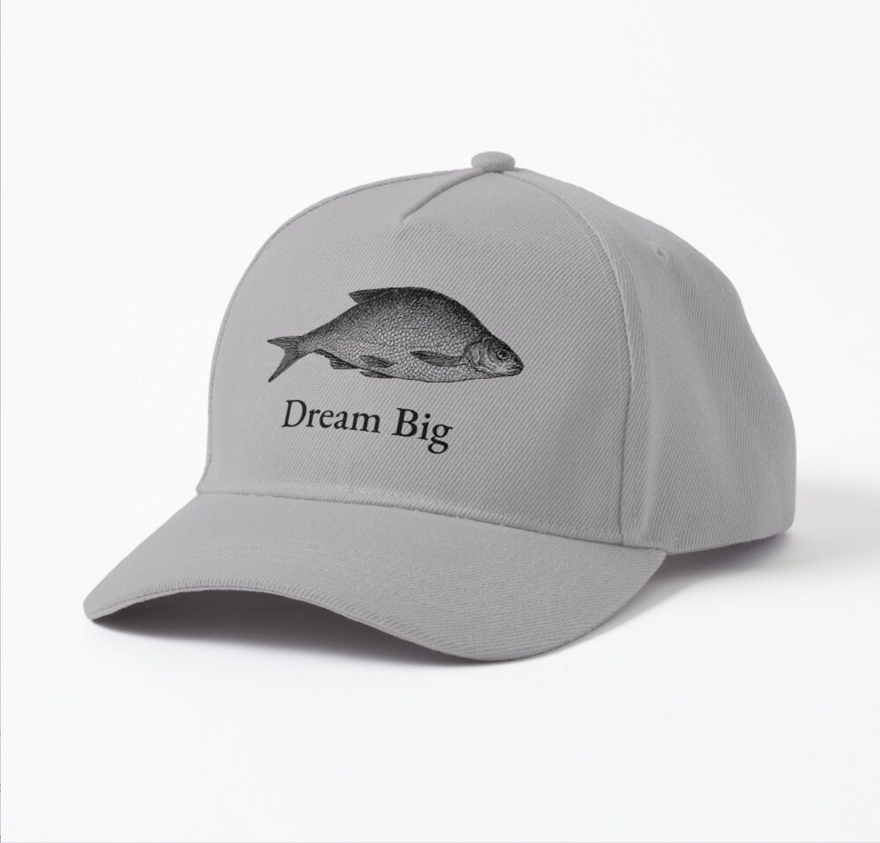 Dream Big - Baseball cap, Fishing cap, Fish design, Light Grey