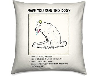 Have You Seen This Dog? - funny dog cushion cover, throw pillow cover, missing poster cushion, including insert by Oliver Lake