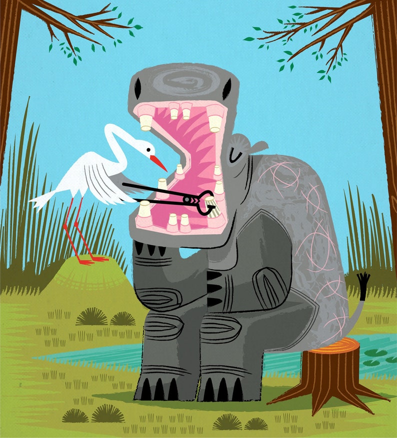 Hippopotamouth  Limited Edition Print  iOTA iLLUSTRATION image 1