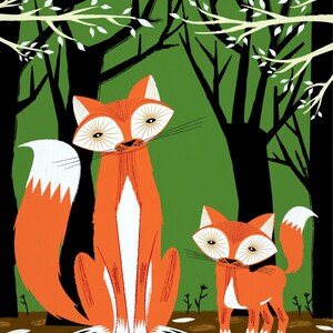 iOTA iLLUSTRATION Two Fine Foxes children's room decor animal art poster print image 1