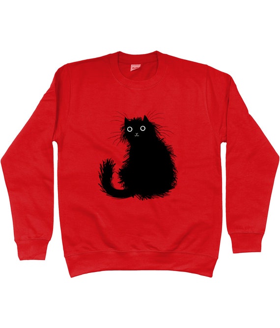 Moggy (No.1) Sweatshirt, Black cat, illustrated apparel by Oliver Lake