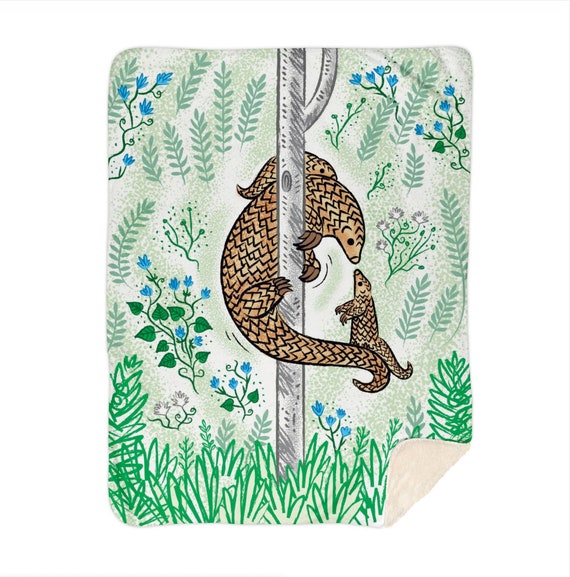 Pangolin Parenting, children's sherpa blanket, nursery decor 60" x 80" by Oliver Lake
