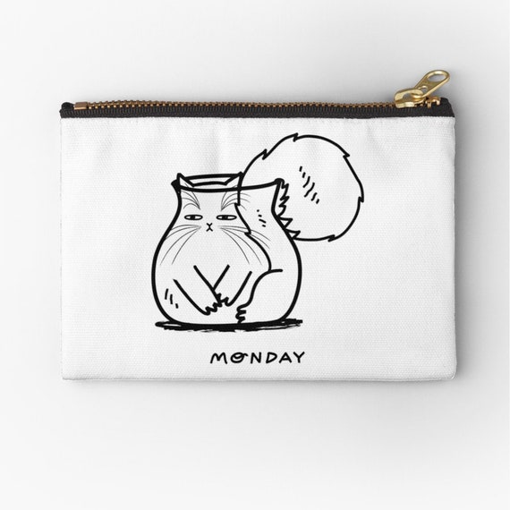 Monday - zipper pouch - zip pouch - pencil case - make up bag - 6" x 4"  / 9.5" x 6" / 12.4" x 8.5" by Oliver Lake iOTA iLLUSTRATiON