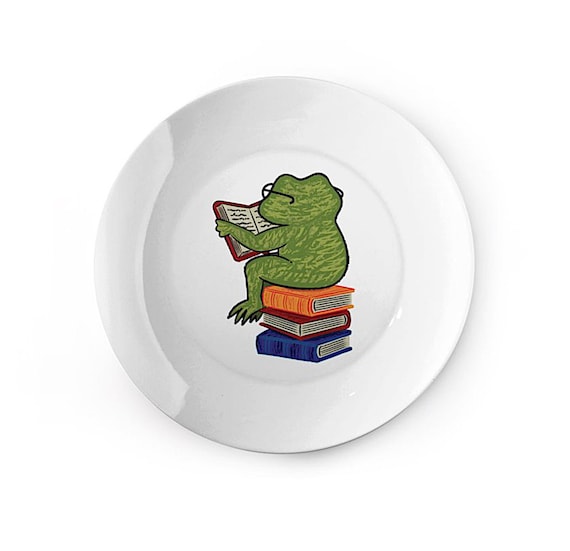 Frog Fiction - china plate - children's dish - animal design by Oliver Lake iOTA iLLUSTRATiON