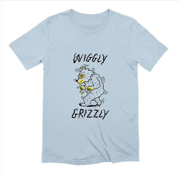 Wiggly Grizzly - baby blue - pacific blue - soft pink - stone - white T-shirt / Tee by Oliver Lake iOTA iLLUSTRATiON