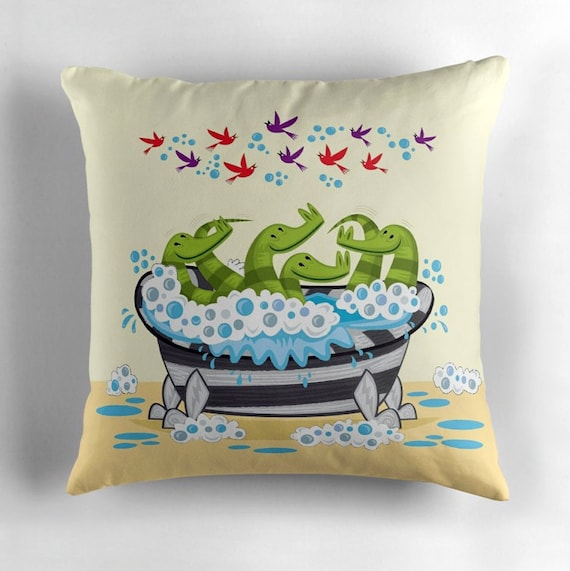 Crocodile Soup - throw pillow cushion cover by Oliver Lake