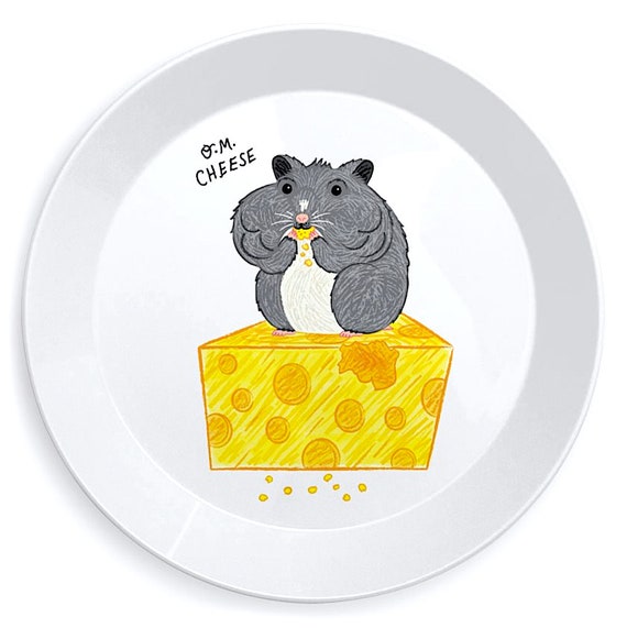 O.M. Cheese - mouse / hamster children's plate - dinner plate - lunch plate - kid's plate by Oliver Lake iOTA iLLUSTRATiON