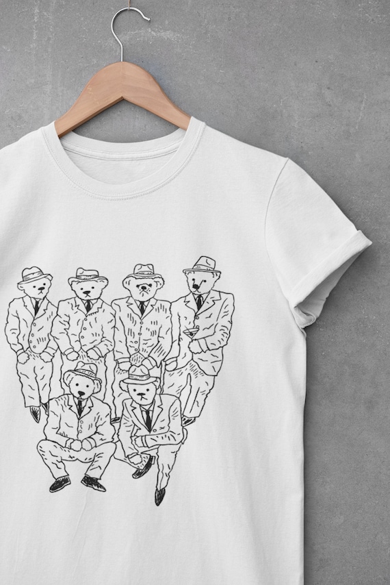 The Teddy Boys, Teddy Bear T-shirt / Tee, Extra Soft, Crewneck, Black and White iOTA iLLUSTRATiON