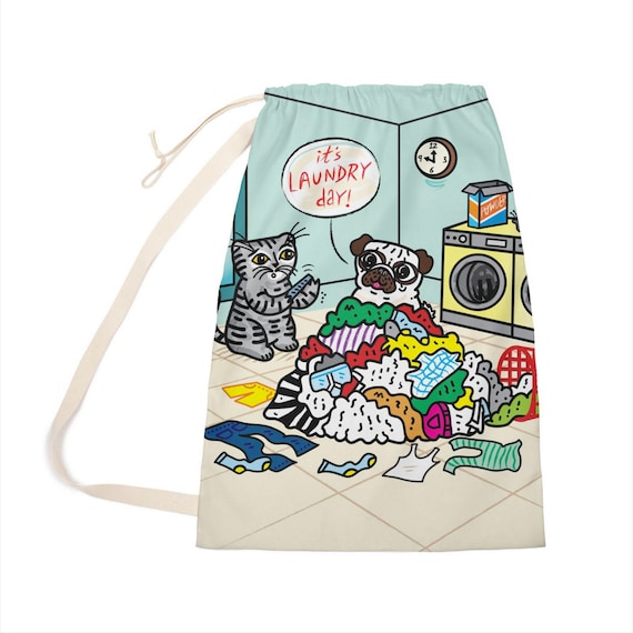 It's Laundry Day! - Laundry Bag - Clothing Bag - 28" x 36" by Oliver Lake - iOTA iLLUSTRATiON