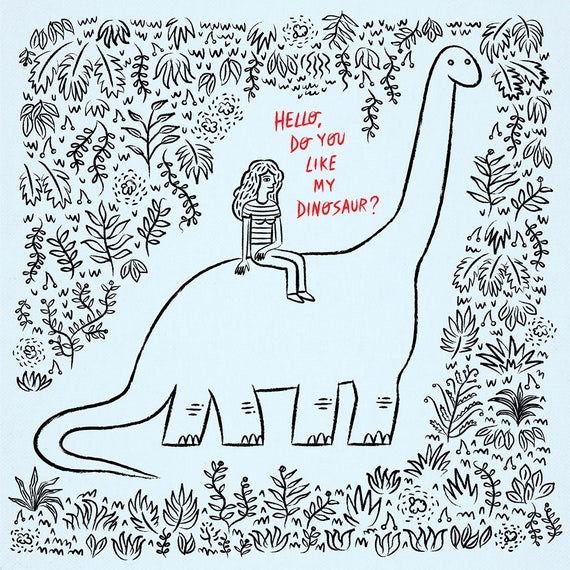 Hello, Do You Like My Dinosaur?, Limited Edition Art Poster Print by Oliver Lake