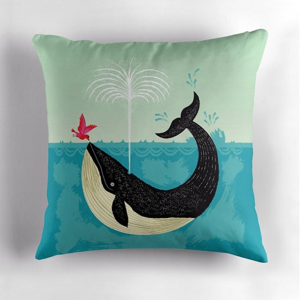 The Bird and The Whale - housse de coussin / couverture d’oreiller de jet comprenant l’insert par le lac d’Oliver