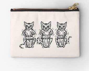 Bengal Bongos - zipper pouch - zip pouch - pencil case - make up bag - 6" x 4"  / 9.5" x 6" / 12.4" x 8.5" by Oliver Lake