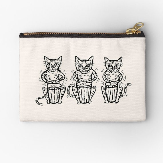 Bengal Bongos - zipper pouch - zip pouch - pencil case - make up bag - 6" x 4"  / 9.5" x 6" / 12.4" x 8.5" by Oliver Lake