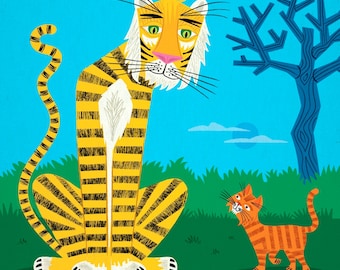 The Tiger and The Tom Cat - Animal illustration - Limited Edition Print - iOTA